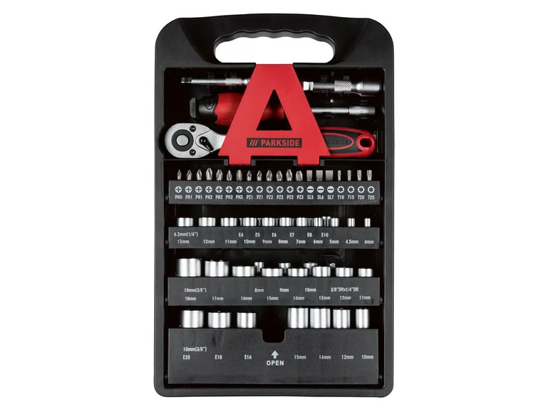 PARKSIDE® Jeu de clés à douille PSSS 61 D4. 61 pièces