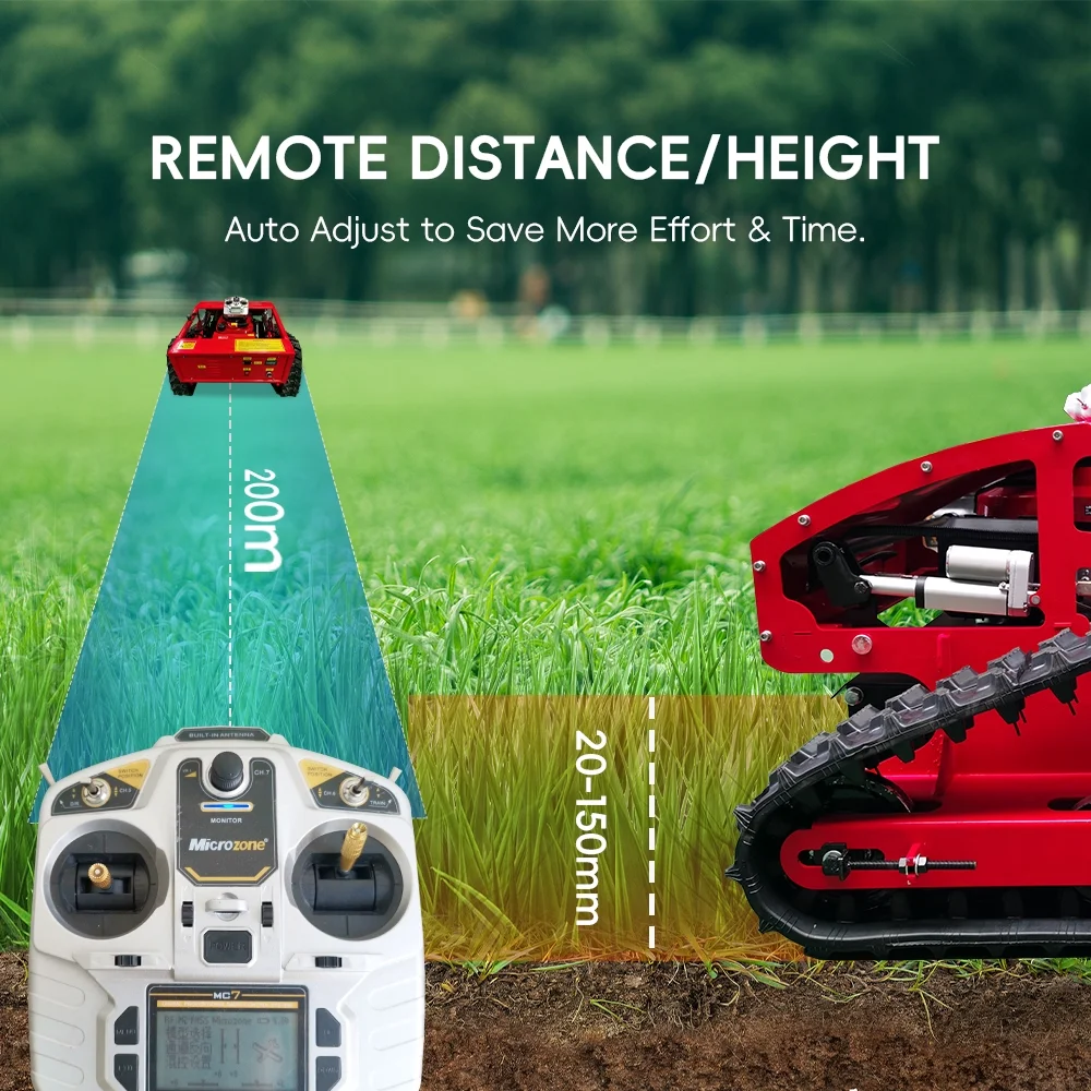 Gasoline Lawn Mower 550mm Grass Cutting Robot Gasoline Mower with Remote Control for Lawns Wasteland