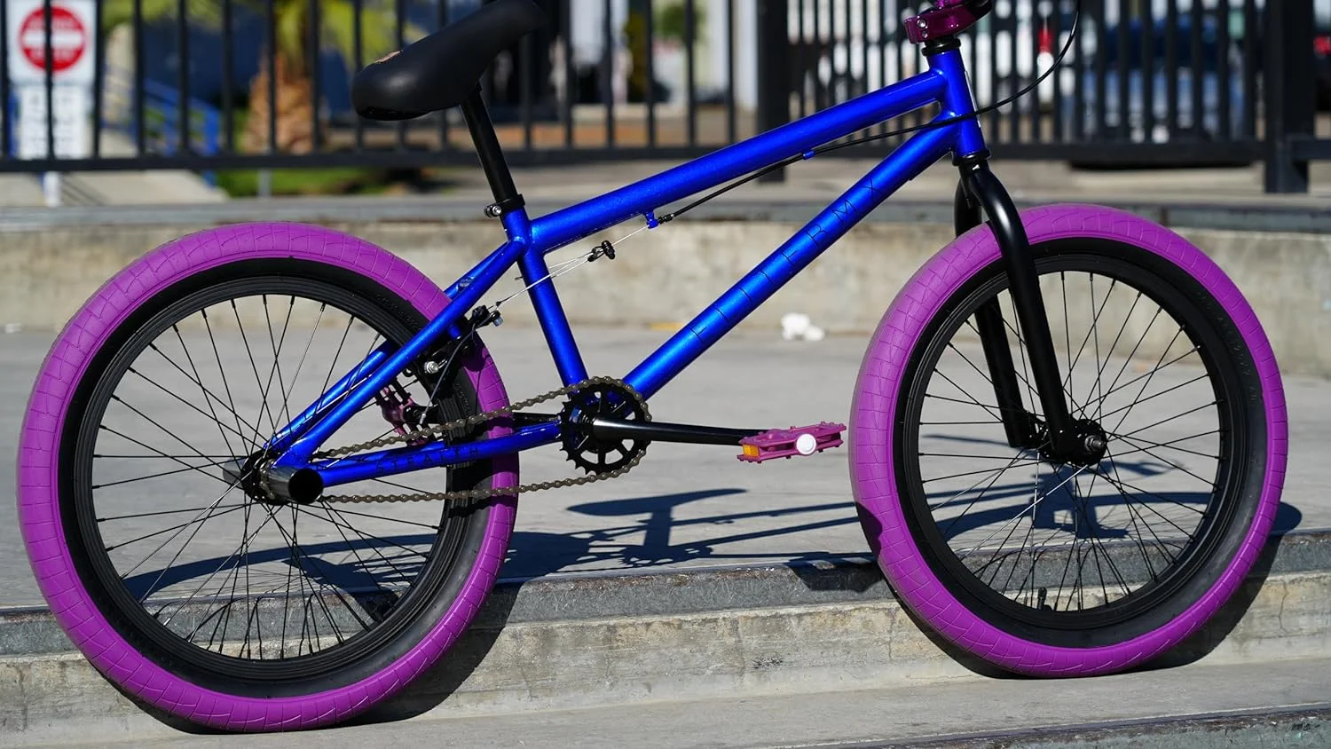 Elite BMX Bicycle 20�� Freestyle Bike - Stealth Blue Purple Ideal for Ages 7 to 18 Years