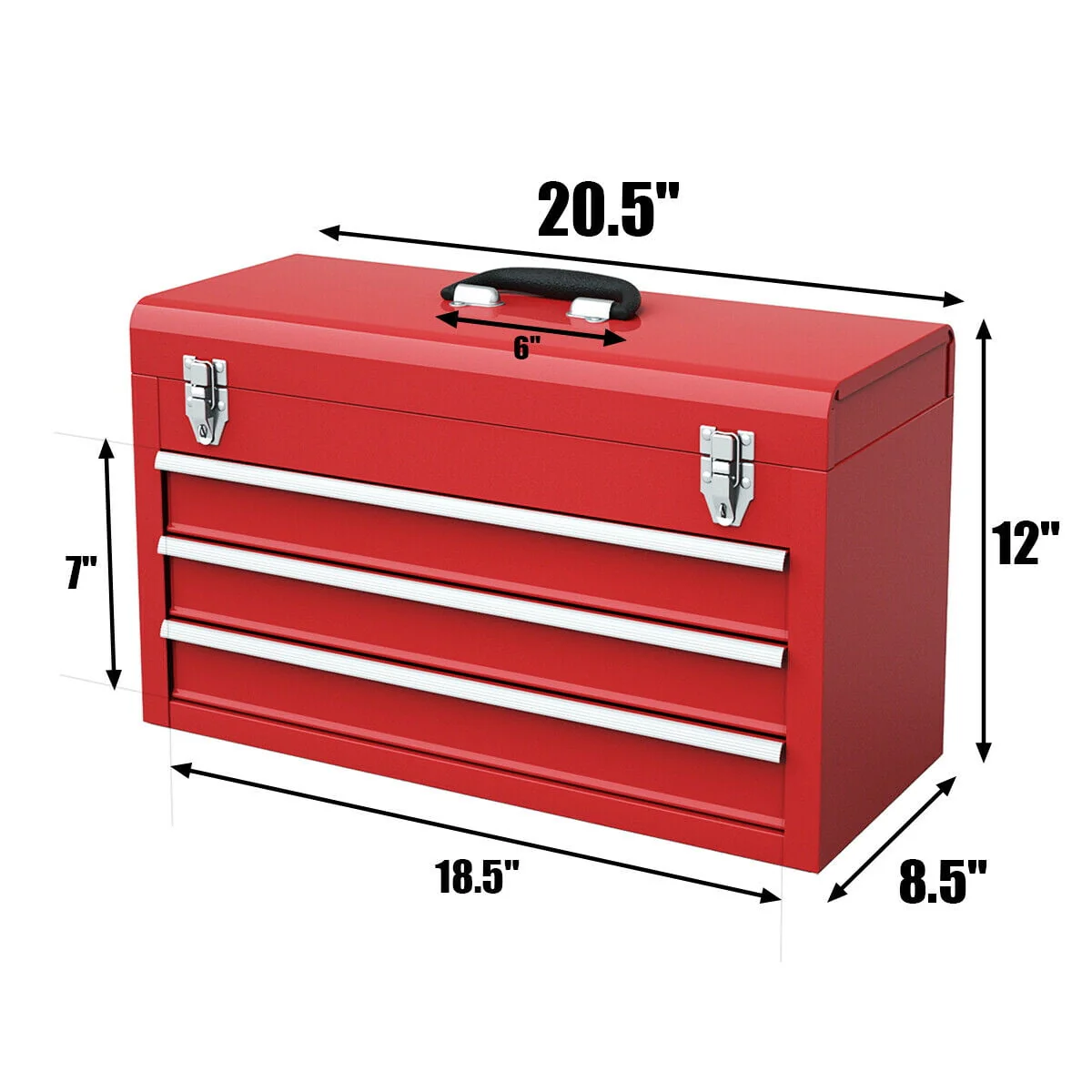 Costway Portable Tool Chest Box Storage Cabinet Garage Mechanic Organizer 3 Drawers Red