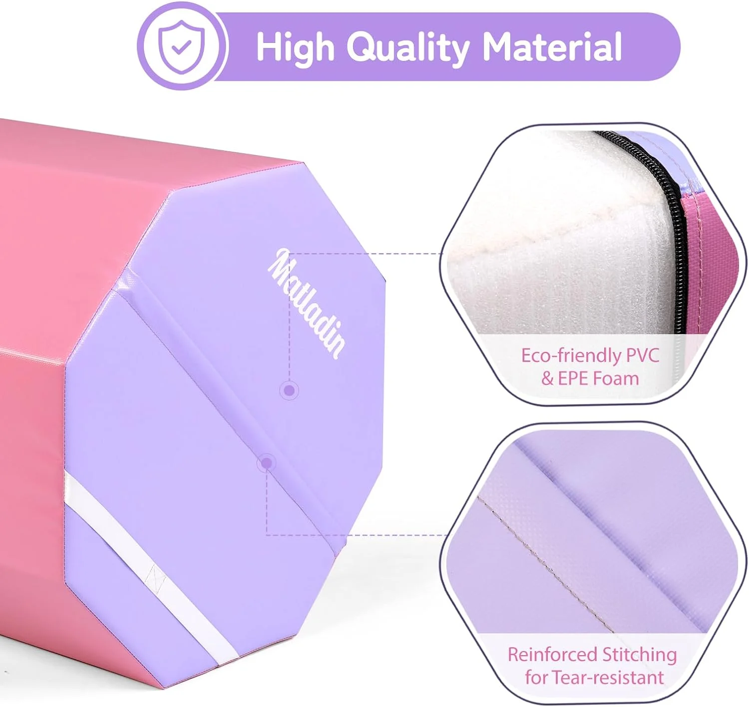 Matladin Octagon Gymnastics Skill Shapes, PVC Pink, 9.7 lb