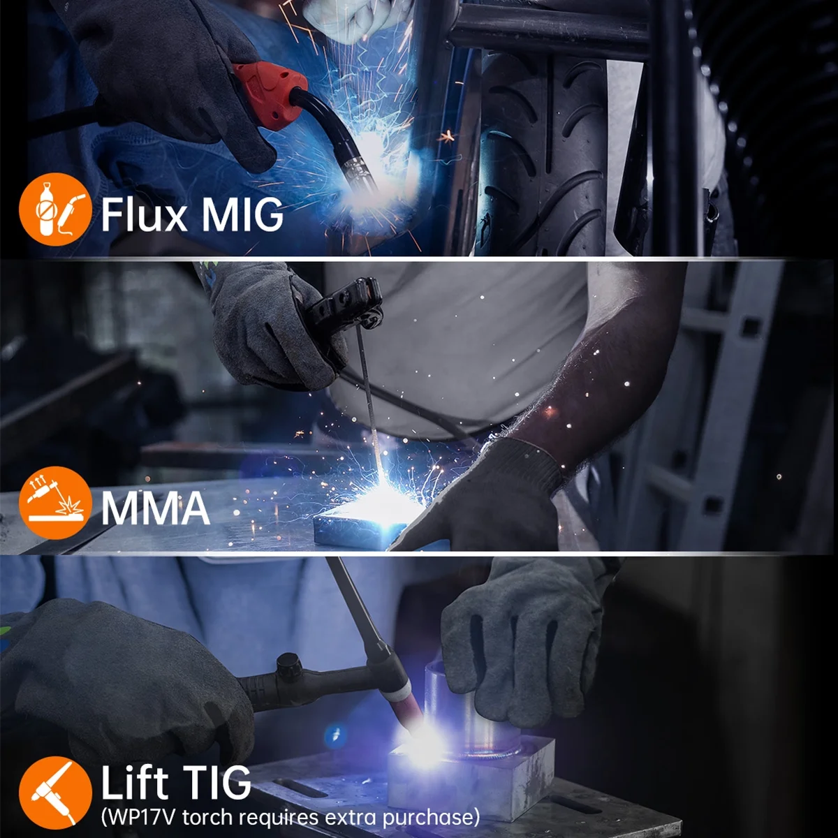 200Amp HBM200 MIG Welder 110V 2 in 1 Gasless Flux Core ARC/MMA IGBT Welding Machine