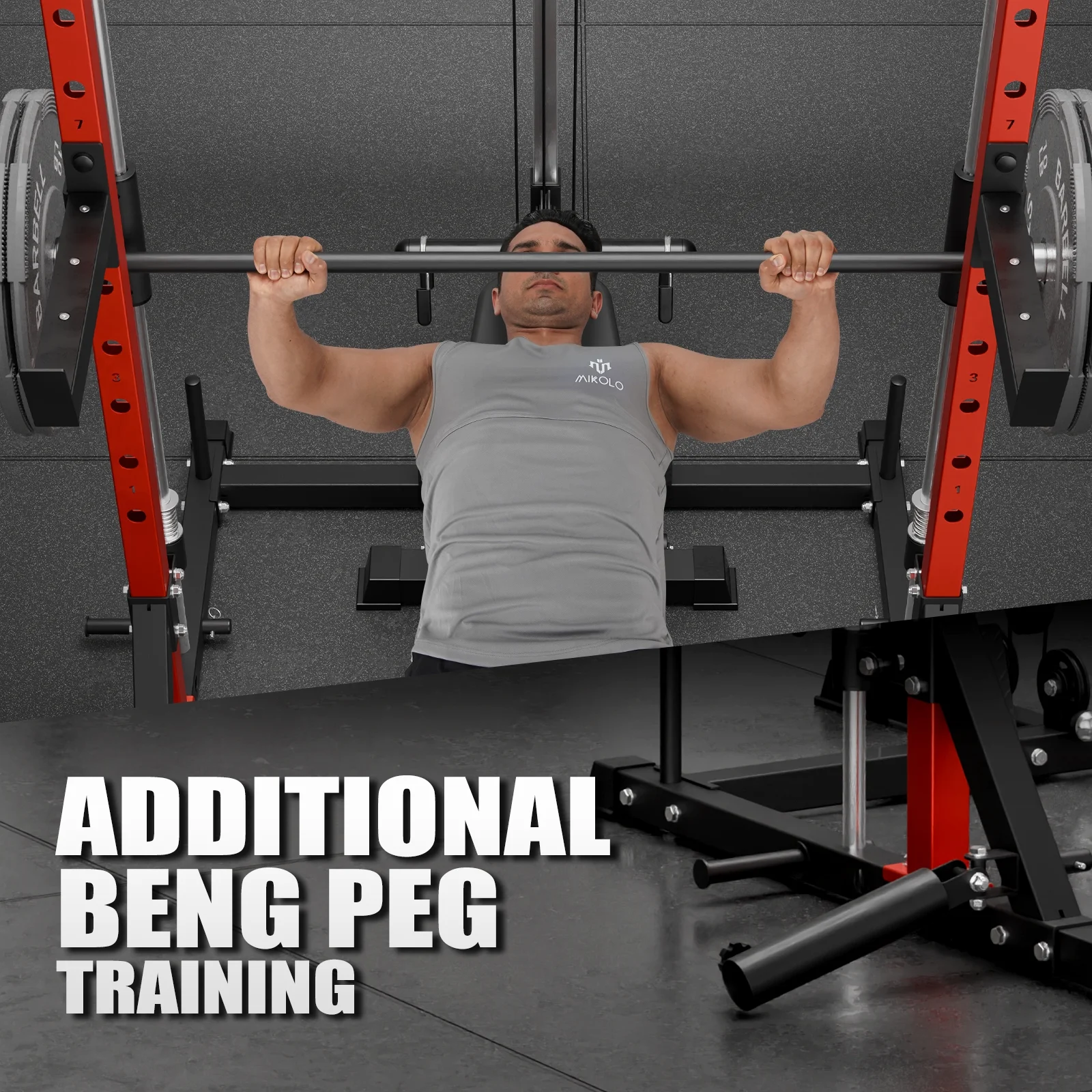 Mikolo Compact 7-IN-1 Smith Machine With Cable Crossover System, 1000LBS Multi-Functional Squat Rack, Workout Station with Weight Bar, Bend Peg and Other Functional Attachments