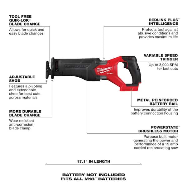 M18 FUEL GEN-2 18V Lithium-Ion Brushless Cordless SAWZALL Reciprocating Saw (Tool-Only)